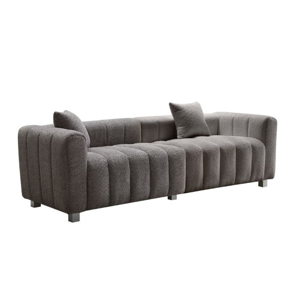 English Elm 83.46 Inch Bubble Velvet Three Seat Sofa with Metal Legs and Pillows for Living Room W2795S00061