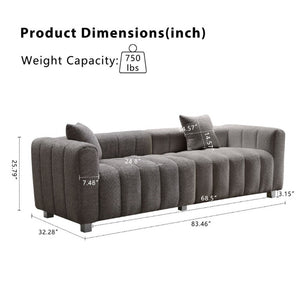 English Elm 83.46 Inch Bubble Velvet Three Seat Sofa with Metal Legs and Pillows for Living Room W2795S00061