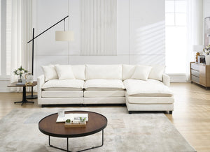 English Elm 108-Inch Chenille Modular L-Shaped Sofa Plush Sectional for Modern Living Spaces White W2795S00062