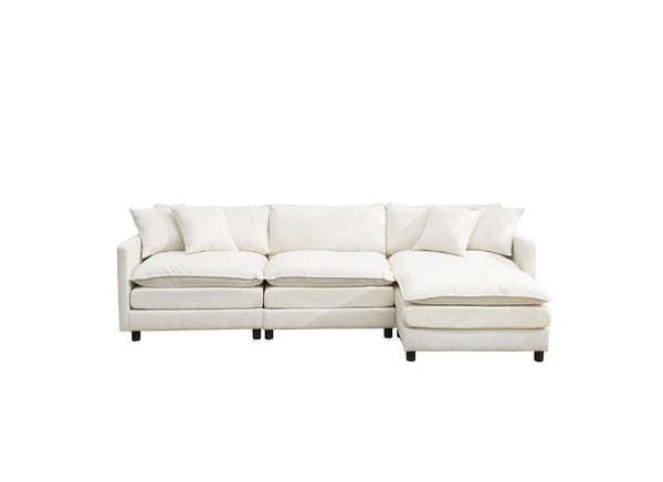 English Elm 108-Inch Chenille Modular L-Shaped Sofa Plush Sectional for Modern Living Spaces White W2795S00062