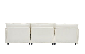 English Elm 108-Inch Chenille Modular L-Shaped Sofa Plush Sectional for Modern Living Spaces White W2795S00062