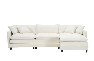English Elm 108-Inch Chenille Modular L-Shaped Sofa Plush Sectional for Modern Living Spaces White W2795S00062