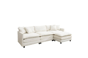English Elm 108-Inch Chenille Modular L-Shaped Sofa Plush Sectional for Modern Living Spaces White W2795S00062