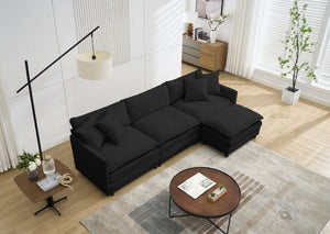 English Elm 108-Inch Chenille Modular L-Shaped Sofa Plush Sectional for Modern Living Spaces Black W2795S00063