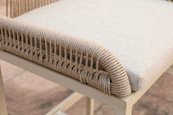 English Elm Counter Height Barstools Set of 2 Woven Rope Coastal Outdoor Kitchen Seating Ivory White W2803P446558