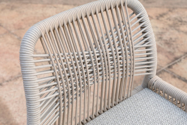 English Elm Counter Height Barstools Set of 2 Woven Rope Coastal Outdoor Kitchen Seating Champagne Frame / Gray Cushion W2803P446563