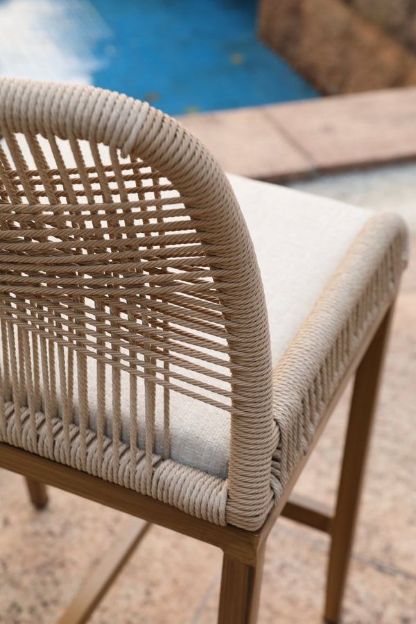 English Elm Counter Height Barstools Set of 2 Handwoven Rope Wicker Coastal Outdoor Patio Seating W2803P466542
