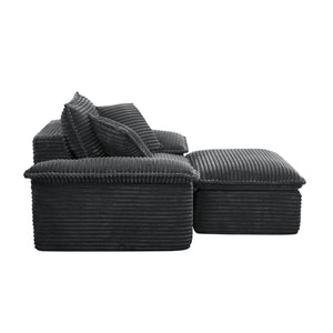 English Elm 47" Oversized Chair and a Half Teddy Fleece Cloud Seat Modular Sleeper for Living Room Grey W2817P390975