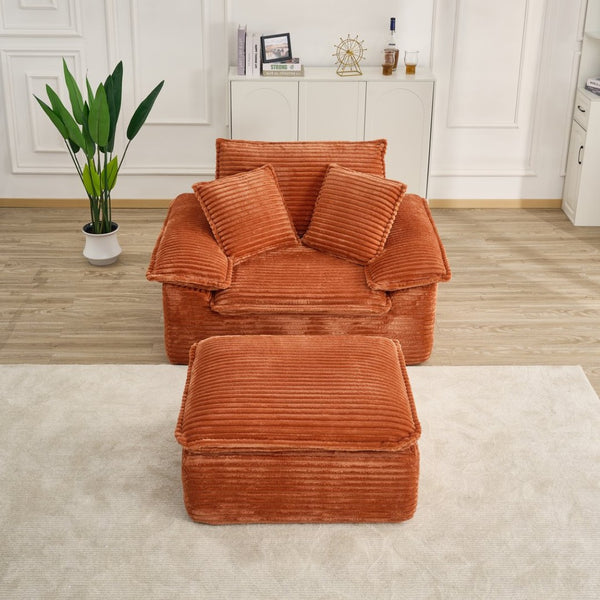 English Elm 47" Oversized Chair and a Half Teddy Fleece Cloud Seat Modular Sleeper for Living Room Orange W2817P390977