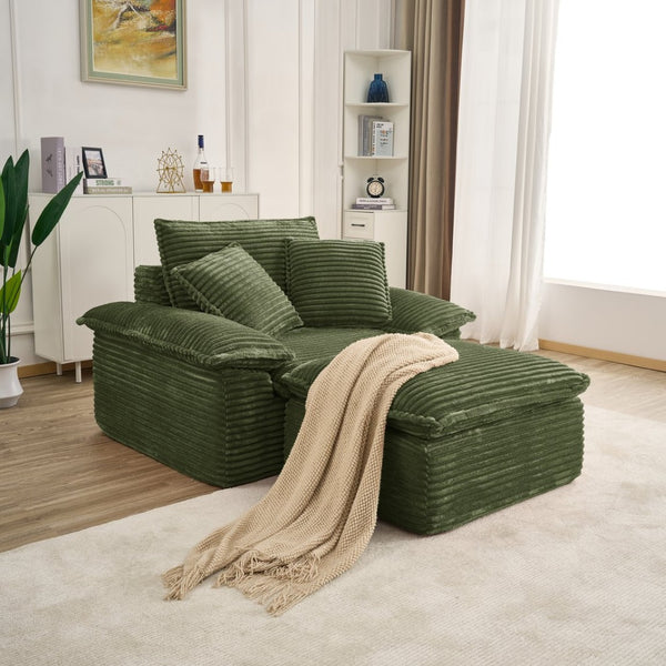 English Elm 47" Oversized Chair and a Half Teddy Fleece Cloud Seat Modular Sleeper for Living Room Green W2817P390978