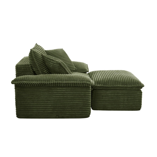 English Elm 47" Oversized Chair and a Half Teddy Fleece Cloud Seat Modular Sleeper for Living Room Green W2817P390978