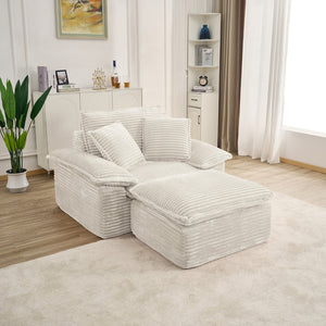 English Elm 47" Oversized Chair and a Half Teddy Fleece Cloud Seat Modular Sleeper for Living Room Beige W2817P423624