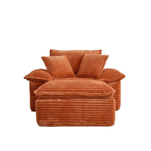 English Elm 47 Inch Oversized Chair and a Half Teddy Fleece Deep Seat Cloud Lounger with Ottoman Orange W2817P546502