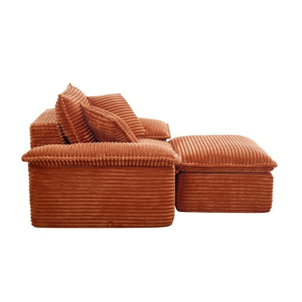 English Elm 47 Inch Oversized Chair and a Half Teddy Fleece Deep Seat Cloud Lounger with Ottoman Orange W2817P546502