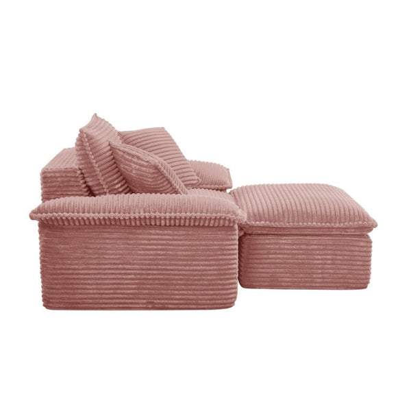 English Elm 47 Inch Oversized Chair and a Half Teddy Fleece Deep Seat Cloud Lounger with Ottoman Pink W2817P546503