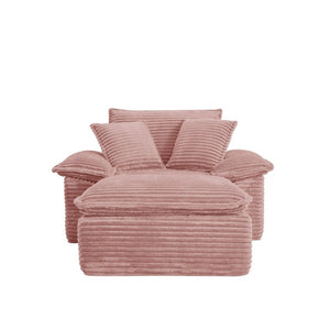 English Elm 47 Inch Oversized Chair and a Half Teddy Fleece Deep Seat Cloud Lounger with Ottoman Pink W2817P546503