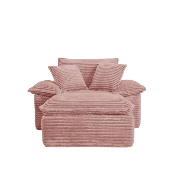 English Elm 47 Inch Oversized Chair and a Half Teddy Fleece Deep Seat Cloud Lounger with Ottoman Pink W2817P546503