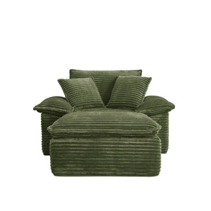 English Elm 47 Inch Oversized Chair and a Half Teddy Fleece Deep Seat Cloud Lounger with Ottoman Green W2817P546504