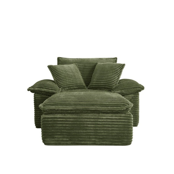 English Elm 47 Inch Oversized Chair and a Half Teddy Fleece Deep Seat Cloud Lounger with Ottoman Green W2817P546504