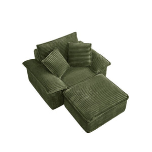 English Elm 47 Inch Oversized Chair and a Half Teddy Fleece Deep Seat Cloud Lounger with Ottoman Green W2817P546504