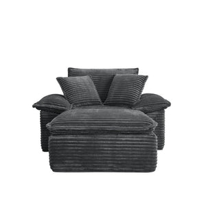 English Elm 47 Inch Oversized Chair and a Half Teddy Fleece Deep Seat Cloud Lounger with Ottoman Grey W2817P546505