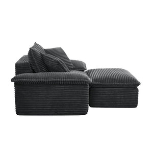 English Elm 47 Inch Oversized Chair and a Half Teddy Fleece Deep Seat Cloud Lounger with Ottoman Grey W2817P546505