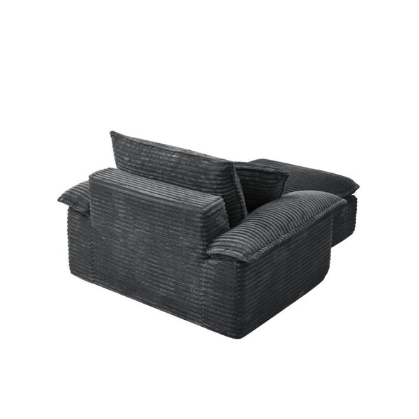 English Elm 47 Inch Oversized Chair and a Half Teddy Fleece Deep Seat Cloud Lounger with Ottoman Grey W2817P546505