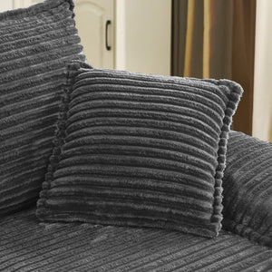 English Elm 47 Inch Oversized Chair and a Half Teddy Fleece Deep Seat Cloud Lounger with Ottoman Grey W2817P546505