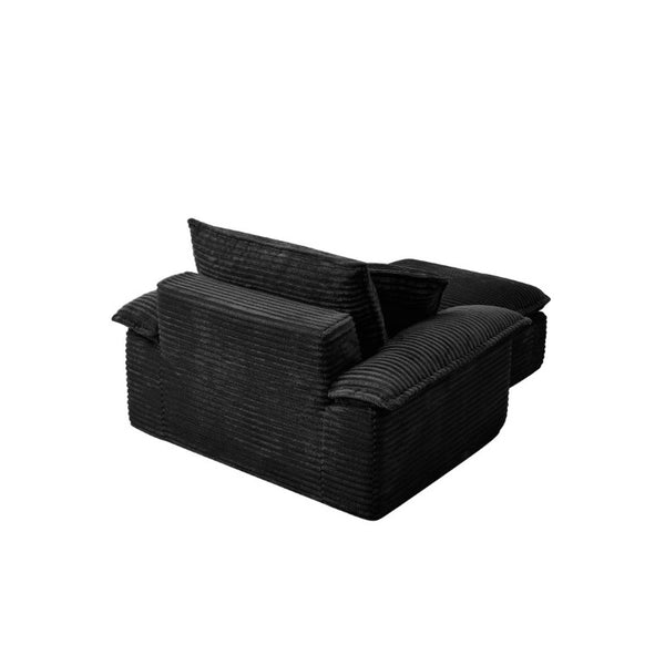 English Elm 47 Inch Oversized Chair and a Half Teddy Fleece Deep Seat Cloud Lounger with Ottoman Black W2817P546506