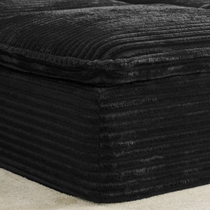 English Elm 47 Inch Oversized Chair and a Half Teddy Fleece Deep Seat Cloud Lounger with Ottoman Black W2817P546506