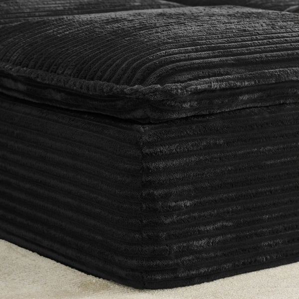 English Elm 47 Inch Oversized Chair and a Half Teddy Fleece Deep Seat Cloud Lounger with Ottoman Black W2817P546506