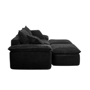 English Elm 47 Inch Oversized Chair and a Half Teddy Fleece Deep Seat Cloud Lounger with Ottoman Black W2817P546506