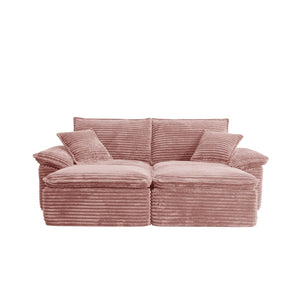 English Elm 81" Corduroy Modular Sectional with Movable Ottoman Deep Cushions for Living Room Pink W2817S00011