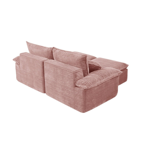 English Elm 81" Corduroy Modular Sectional with Movable Ottoman Deep Cushions for Living Room Pink W2817S00011