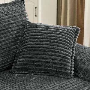 English Elm 81" Corduroy Modular Sectional with Movable Ottoman Deep Cushions for Living Room Grey W2817S00013
