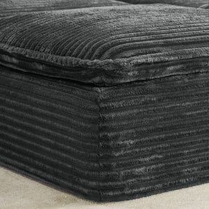 English Elm 81" Corduroy Modular Sectional with Movable Ottoman Deep Cushions for Living Room Grey W2817S00013