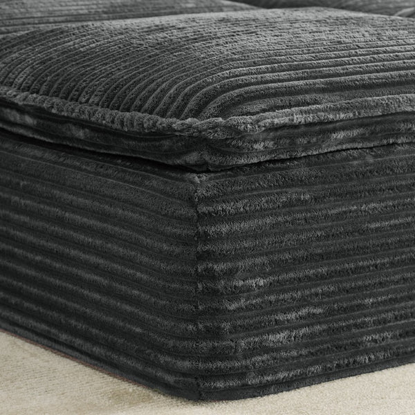 English Elm 81" Corduroy Modular Sectional with Movable Ottoman Deep Cushions for Living Room Grey W2817S00013