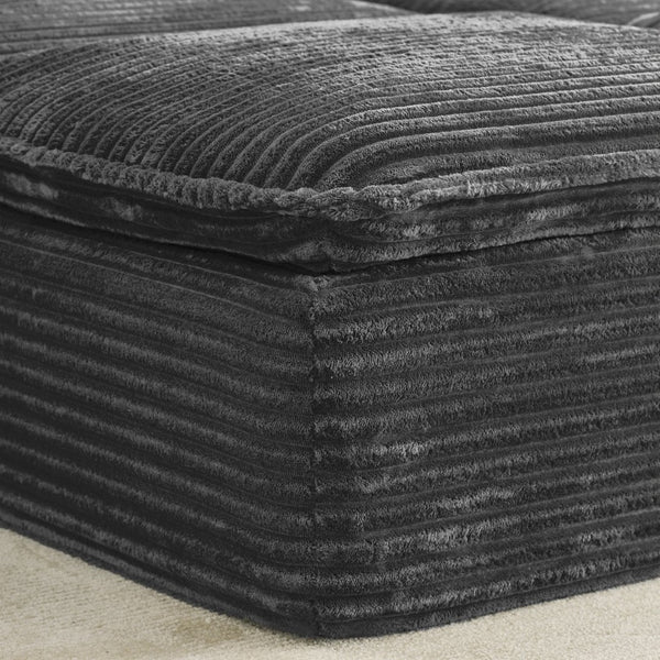 English Elm 81" Corduroy Modular Sectional with Movable Ottoman Deep Cushions for Living Room Black W2817S00020