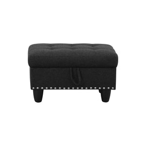 English Elm L Shaped Faux Leather Sectional Sofa with Cup Holders Tufted Nailhead Living Room Black Right W2817S00023