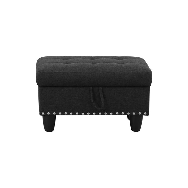 English Elm L Shaped Faux Leather Sectional Sofa with Cup Holders Tufted Nailhead Living Room Black Right W2817S00023