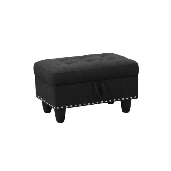 English Elm L Shaped Faux Leather Sectional Sofa with Cup Holders Tufted Nailhead Living Room Black Right W2817S00023