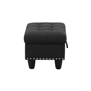 English Elm L Shaped Faux Leather Sectional Sofa with Cup Holders Tufted Nailhead Living Room Black Right W2817S00023