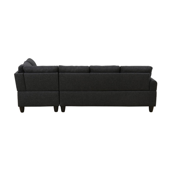 English Elm L Shaped Faux Leather Sectional Sofa with Cup Holders Tufted Nailhead Living Room Black Right W2817S00023