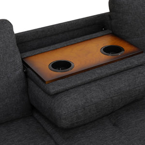 English Elm L Shaped Faux Leather Sectional Sofa with Cup Holders Tufted Nailhead Living Room Black Right W2817S00023