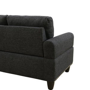English Elm L Shaped Faux Leather Sectional Sofa with Cup Holders Tufted Nailhead Living Room Black Right W2817S00023