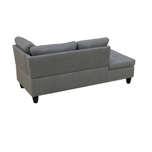 English Elm L Shaped Faux Leather Sectional Sofa with Cup Holders Nailhead Trim and Storage Ottoman Dark Gray Left W2817S00024
