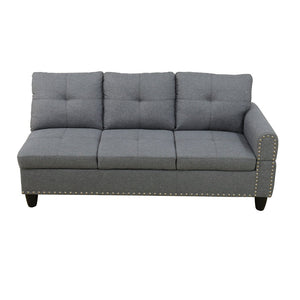 English Elm L Shaped Faux Leather Sectional Sofa with Cup Holders Nailhead Trim and Storage Ottoman Dark Gray Left W2817S00024