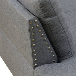 English Elm L Shaped Faux Leather Sectional Sofa with Cup Holders Nailhead Trim and Storage Ottoman Dark Gray Left W2817S00024