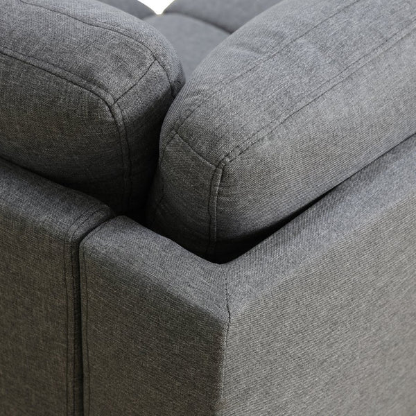 English Elm L Shaped Faux Leather Sectional Sofa with Cup Holders Nailhead Trim and Storage Ottoman Dark Gray Left W2817S00024