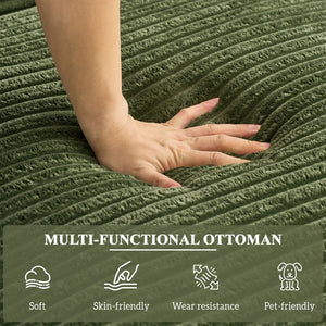 English Elm 113" Modular U-shaped Sectional Corduroy Cloud Couch with Movable Ottoman Living Room Green W2817S00035